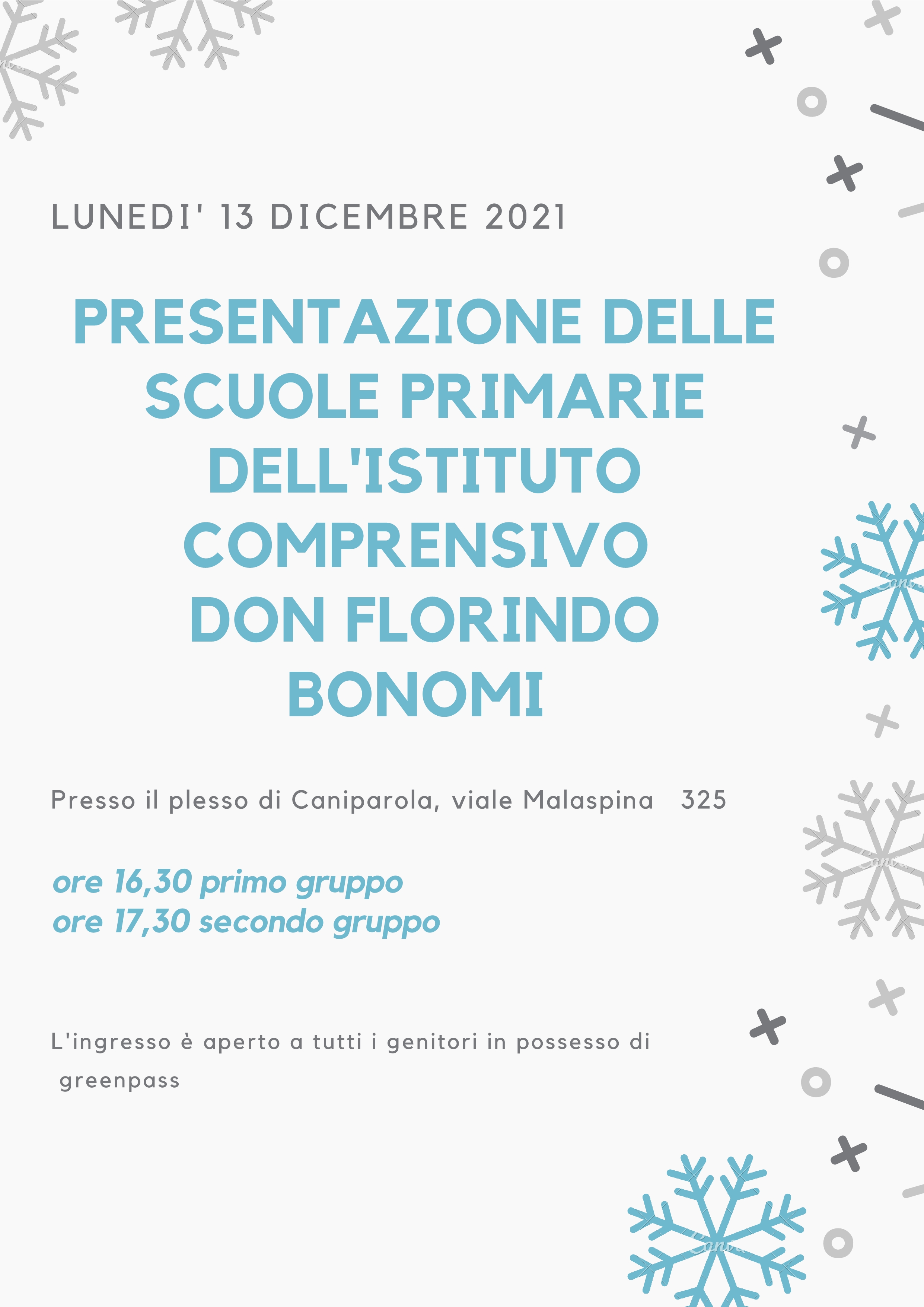 lunedi 13 dicembre 2021 open day1